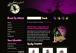 Ecommerce website design from Stripey Media for Witches Galore